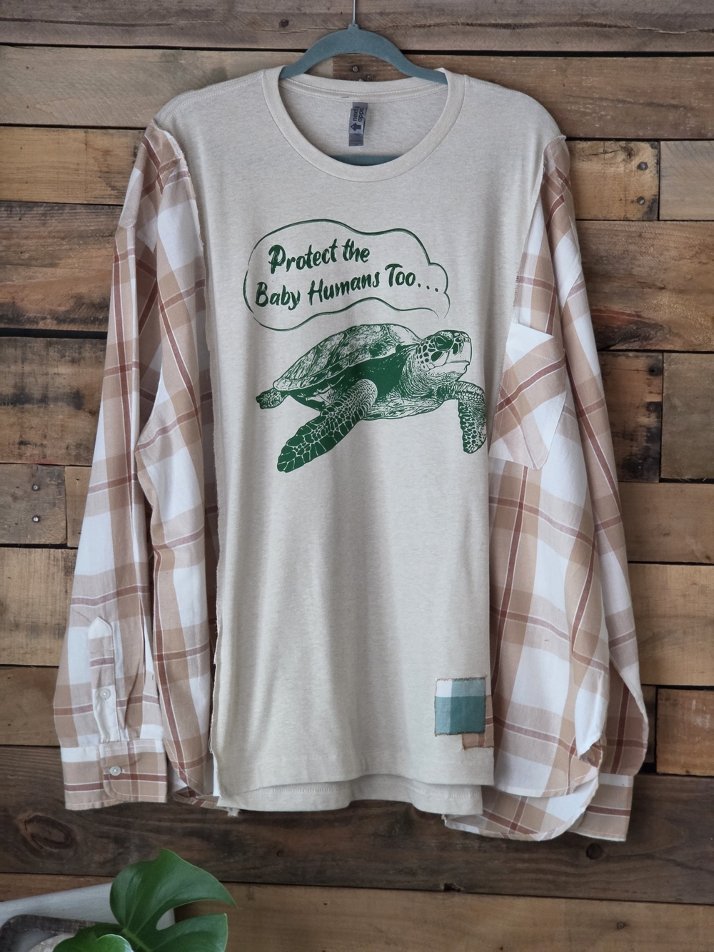 Upcycled Protect The Baby Humans Too Graphic T-shirt